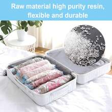 6件套旅行压缩袋，衣物收纳袋，真空袋，节省空间，适用于行李箱，无需抽真空，旅行必备，旅行打包配件，可收纳衣物、内衣和布料，旅行必备，红色外套，黑色夹克，皮夹克，牛仔裤，4件套床上用品 - 多色 - 查看 7