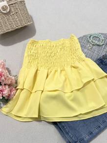 Cropped Top And Back Has Elastex Women's Fashion - 黃色 - 查看 2