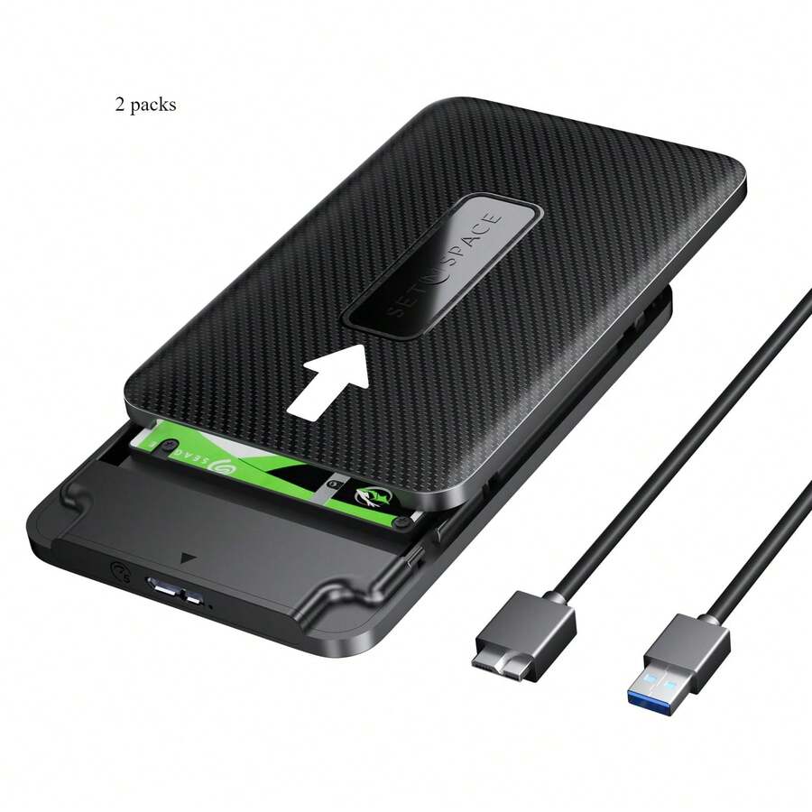 2Packs SATA Enclosure 2.5 External Hard Drive Enclosure, Carbon Fiber ...