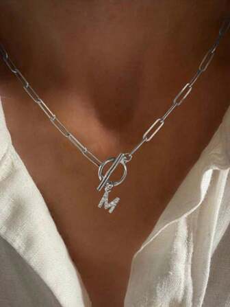 Letter Initial Necklace For Women Capital Cz A-Z Alphabet Gold Color Necklace Thick OT Buckle Choker Hip-Hop Jewelry