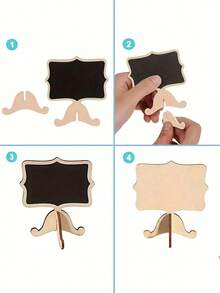 1/5 件迷你黑板，带支架的黑板，留言板标志，小木黑板，适用于婚礼、生日派对、桌号、食品标志和特殊活动装饰、芝士蛋糕标签圣诞节和万圣节装饰 - 桌上小黑板 - 查看 5