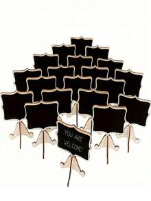 1/5 件迷你黑板，带支架的黑板，留言板标志，小木黑板，适用于婚礼、生日派对、桌号、食品标志和特殊活动装饰、芝士蛋糕标签圣诞节和万圣节装饰 - 桌上小黑板 - 查看 4