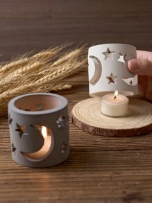 2PCS 3D Hollow Candle Holder Silicone Mold Epoxy Resin Mould Star Moon Pattern Candlestick Gypsum Handicraft Gift Making Molds Home Decoration - Candlesticks Molds - View 4