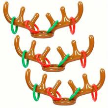 Christmas Decoration Inflatable Reindeer Ring Toss Game Set - Perfect For Holiday Parties, Includes Antlers And Rings, Battery-Free - Multicolor - View 2