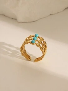 1 pièce Anneau ouvert minimaliste en acier inoxydable avec placage multicouleur doré, convient pour le port quotidien, les festivals, les mariages, les fêtes, les anniversaires, l'amitié et les cadeaux