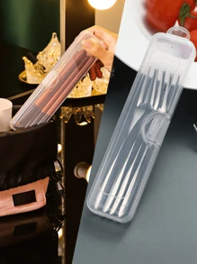 4 Pcs Transparent Desktop Organizer Boxes, Flip-Top Design For Easy Access And Organization, Dust-Proof Travel Storage Boxes For Makeup Brushes, Cutlery, Beauty Tools (One Size Fits All)