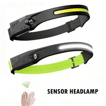 1 pièce Puissant phare à induction à LED XPE+COB Lampe de poche USB rechargeable Projecteur de recherche étanche pour le camping et la pêche, accessoires de camping