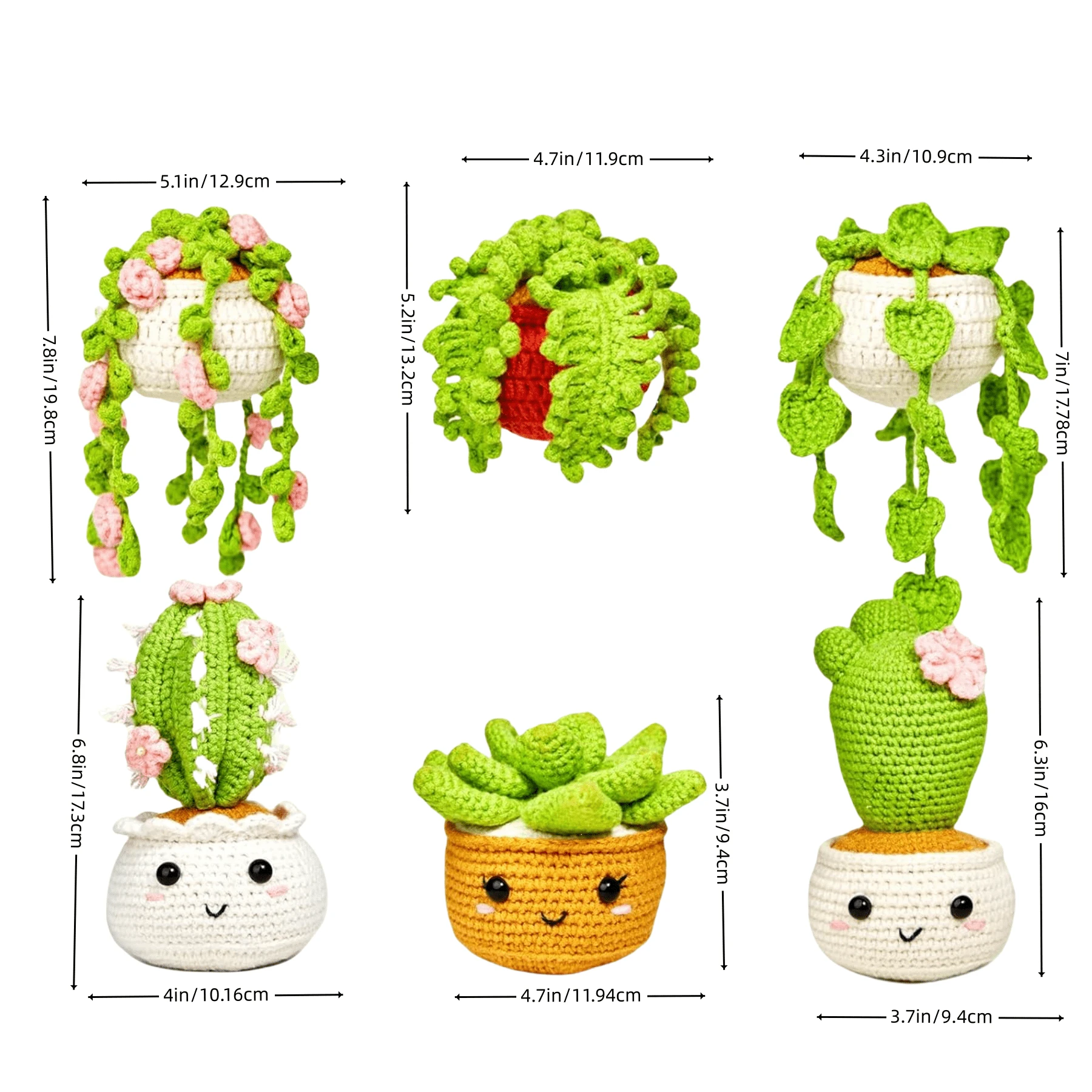 AMDAILY Crochet Kit For Beginners - 6 Hanging Potted Plants With Video Tutorials