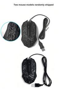 Wired Gaming Mouse With Light Up Cracks, Compatible With Desktop For Business & Office, Also Suitable For Laptops & Tablets