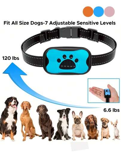 1pc Anti-Bark Dog Collar With Vibration + Beep Alarm, 7 Sensitivity Levels, Waterproof, Suitable For Small/Medium/Large Dogs Training, Rechargeable (Charger Not Included)