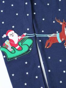 Cô Gái Trẻ Thêu Giáng sinh Đã vá Xà cạp - Màu xanh hải quân - Xem 2