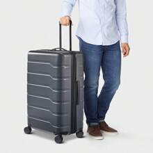 Open Story Hardside Large Checked Luggage Hardshell Spinner Suitcase, Gray - 1 - 查看 2