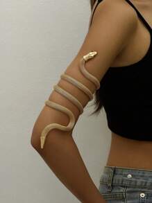 1pc Spiral Snake Bangle, European And American Style - Gold - View 1