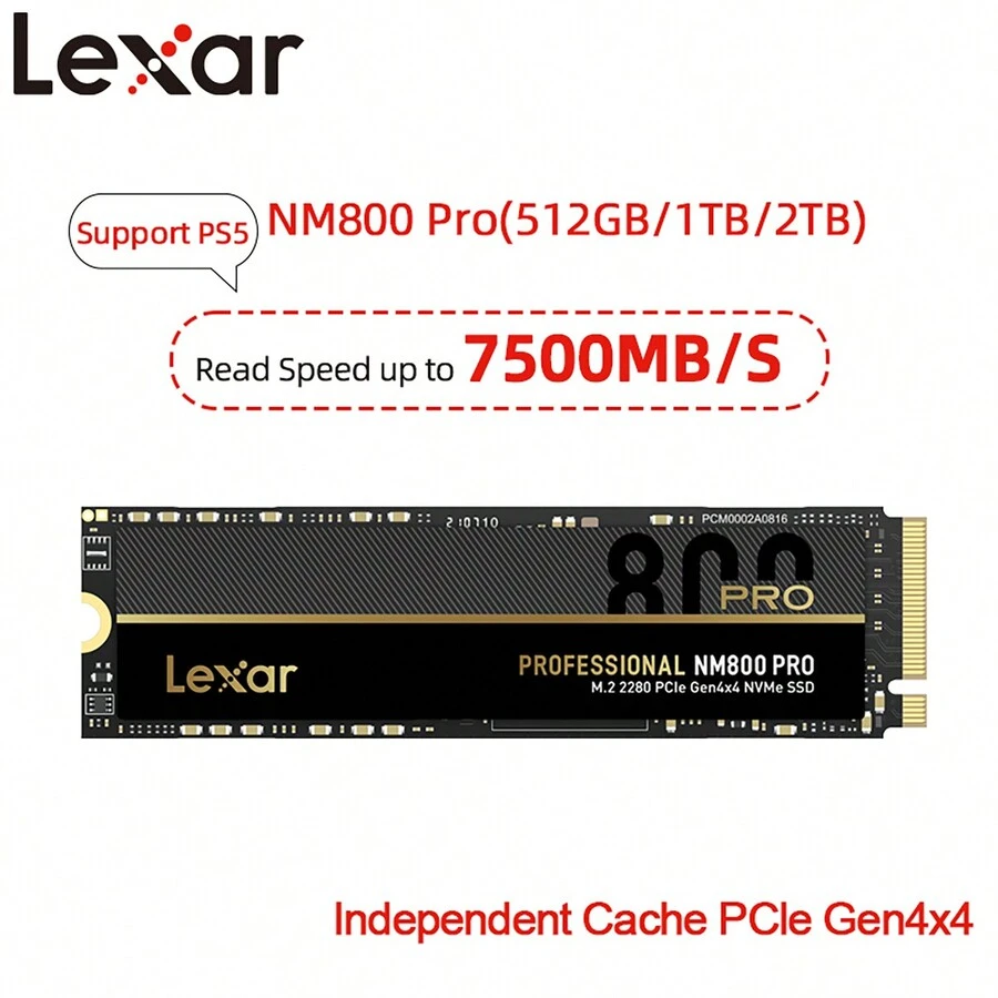 Ổ cứng thể rắn Lexar NM800 Pro SSD PCle 4.0 M2 2280 NVME 512GB 1TB 2TB Ổ cứng tương thích với /Máy tính/Máy tính xách tay - màu đen - Xem 1