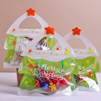 paquete de 6/12 bolsas de plástico con forma de árbol de Navidad, reutilizables para caramelos, galletas y regalos, sin necesidad de energía, selladasparaenvolver meriendas y obsequios para fiestas y eventos, Halloween, decoración de Halloween