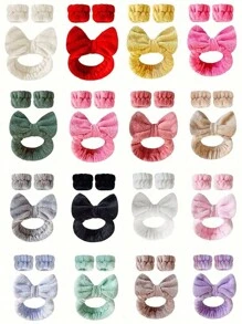 1pc Headband/2pcs Wristbands/3pcs Facial Cleansing Set: Polyester Bath Wristbands, Fluffy Solid Color Headband, Reusable Spa Headband & Wristbands, Fine Fiber Headband, Makeup Headband Wristbands, Elastic Wrist Wrap, Absorbent Sweatband, Face Towel. Suitable For Bathroom, Living Room, Vanity, Travel, Bedroom, Yoga, Workout, Bathing, Makeup, Skincare, Spa, Salon, Birthday, Face Mask, Exercise,Blackhead Remover,Beauty,Skin Care Products,Spa,Self Care,Skin Care Tools,Face Care,Esthetician Supplies,Skin,Face Wash,Facial