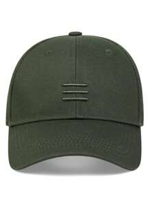 1 pieza Gorra de béisbol para hombre con bordado de 3 rayas, ajustable, con protección solar para exteriores, sombrero de ocio para primavera, otoño, viajes y playa - Verde militar - Ver 2