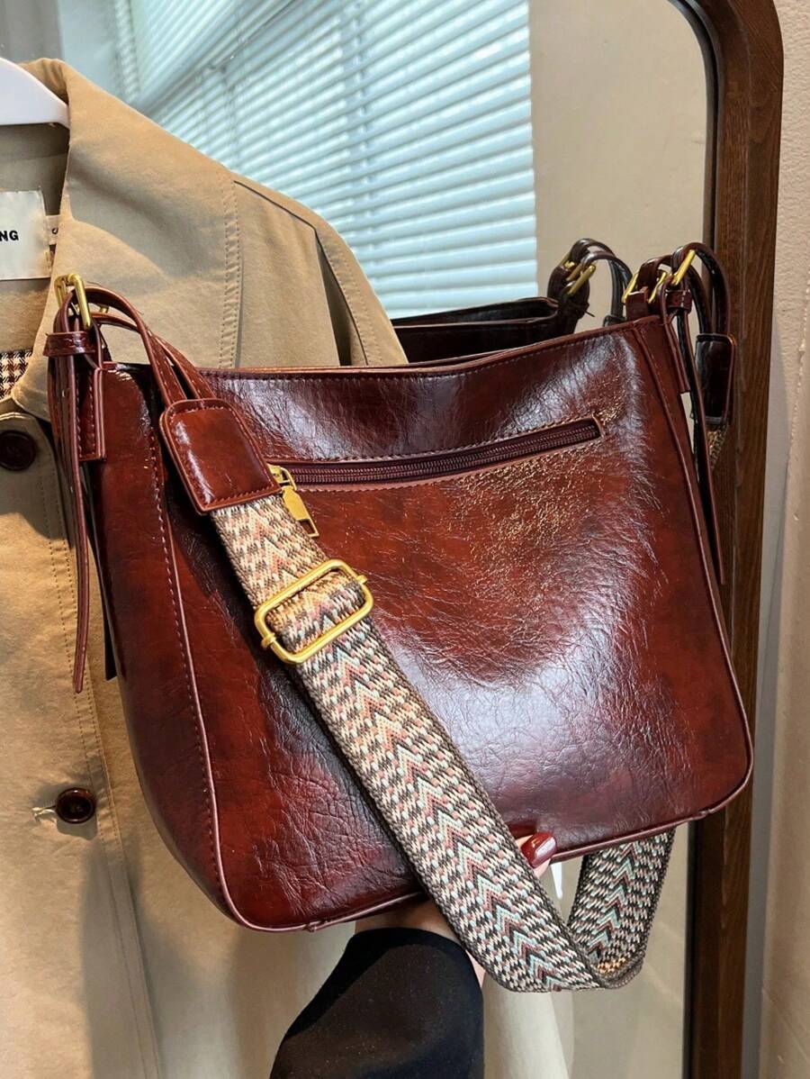 Geantă de umăr pentru femei de capacitate mare, geantă tip găleată cu umăr versatilă