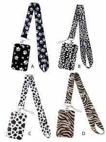 1set Leopard Print, Cow, Zebra, Cat Paw Pattern Lanyard ID Card Holder, Suitable For Doctors, Nurses, Students, Teachers, Exhibition Staff ID Badge Lanyards, Can Be Used As Exhibition Gifts, Keychains Or For Daily Use Car Accessories Bag Charm School Cute Goth Y2k Bag Lanyards With Id Holder Car Accessories Bag Charms Christmas Car Friend Sister Gift Ideas Gifts For Mother, Father, Graduation, And Teacher - Multicolor - View 1