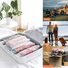 9 Packs Combo Travel Compression Bags, Vacuum Bags For Travel Organizer Space Saving Bags For Suitcases, Travel Essentials No Vacuum Needed, Travel Accessories For Packing Travel Storage Bags For Clothes Underwear Clothing Organizer Bedroom, Organizer, Home Storage, White T Shirt Women, Black Pants Women, Ladies Winter Clothes, Dress,