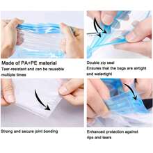 9 Packs Combo Travel Compression Bags, Vacuum Bags For Travel Organizer Space Saving Bags For Suitcases, Travel Essentials No Vacuum Needed, Travel Accessories For Packing Travel Storage Bags For Clothes Underwear Clothing Organizer Bedroom, Organizer, Home Storage, White T Shirt Women, Black Pants Women, Ladies Winter Clothes, Dress,