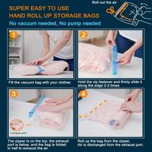 9 Packs Combo Travel Compression Bags, Vacuum Bags For Travel Organizer Space Saving Bags For Suitcases, Travel Essentials No Vacuum Needed, Travel Accessories For Packing Travel Storage Bags For Clothes Underwear Clothing Organizer Bedroom, Organizer, Home Storage, White T Shirt Women, Black Pants Women, Ladies Winter Clothes, Dress,