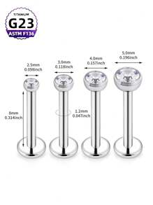 CatDObo 1件1.2毫米2-4毫米钻石钛合金唇钉G23钛镶嵌钻石杯碗形耳环内螺纹耳骨硬鼻饰品批发 - 碗杯 - 查看 3