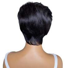 1B Pixie Cut Wig For Women Human Hair Short Wigs For Women Pixie Wigs With Bangs None Lace Full Machine Made Wig - SNatural - View 7