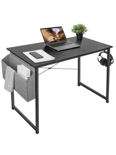 100cm Desk, Computer Tafel Headphone Holder Storage Bag, Stable Work Table, Industrial PC Small Office Home, 100 50 75 Cm