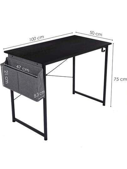 100cm Desk, Computer Tafel Headphone Holder Storage Bag, Stable Work Table, Industrial PC Small Office Home, 100 50 75 Cm view 3