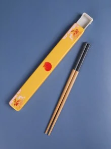 日式筷子收纳盒，便携式餐具套装，含 1 双筷子，竹子材质圣诞礼物 - 圖案 - 查看 11