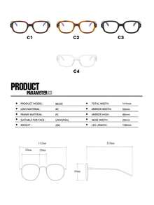 复古厚框 Y2K 圆形装饰眼镜，棕红色豹纹时尚眼镜配件女士 - 彩色 - 查看 9