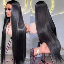 Bone Straight Human Hair Wig 13x4 HD Lace Frontal Wigs 250% Density 8-40 Inch Short Long Straight Lace Front Wigs Glueless Wig Pre Plucked With Baby Hair Brazilian Virgin Human Hair For Women - Natural Black - 查看 6