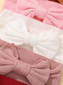 bilicaca 5pcs/Set Random Candy Color Children Bowknot Wide Headbands, Fresh Style Festival Girls Hair Accessories, Toddlers & Babies Love Valentine
