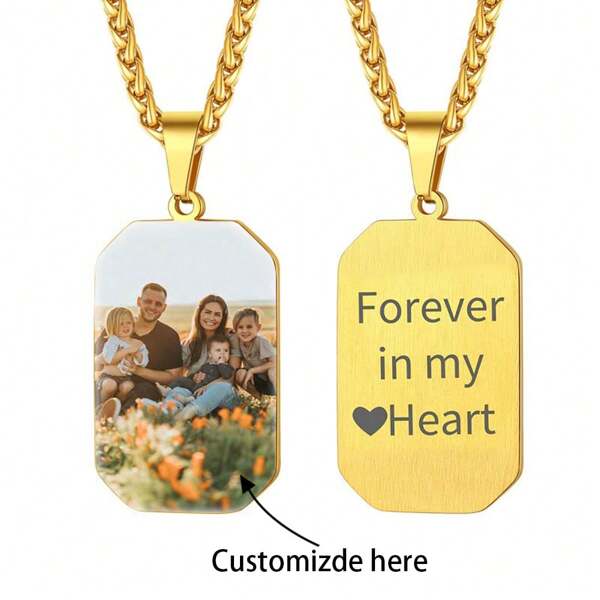 Collier photo personnalisé coloré, chaîne en acier inoxydable plaqué or 18 carats, pendentif personnalisé pour hommes/femmes, cadeau de bijoux unique pour les personnes importantes, anniversaire/fête des mères/Thanksgiving/Noël