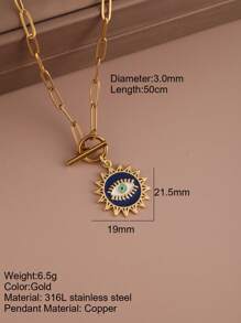 1 pieza Collar con colgante de ojo y corazón con cadena de cierre de acero inoxidable, joyería de moda para mujer, regalo de Halloween, San Valentín, mamá, madre, Día de la Madre