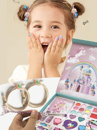 Juguete de maquillaje de belleza, juego de cosméticos de moda y set de estilo DIY, set de maquillaje de moda. Juguetes para niñas. Los productos están diseñados para ser seguros e inofensivos, el maquillaje talla grande especial para niños. Un buen regalo para niños. Maquillaje dulce. Material., Juego de maquillaje para niños, maquillaje para niños, set de maquillaje para niños