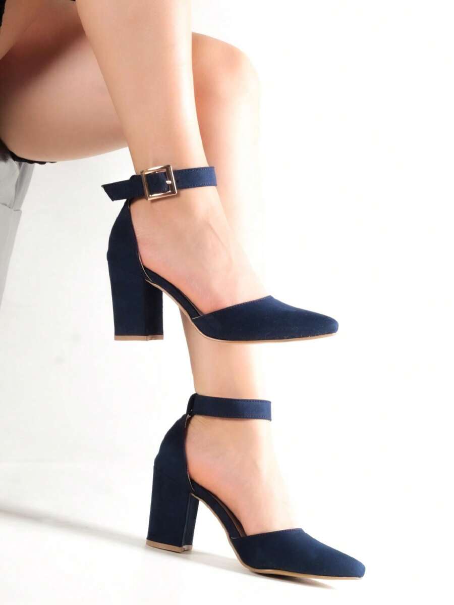 Square Heel Sneakers With Ankle Strap