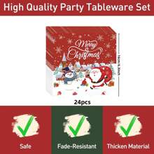 Christmas Paper Plates Napkins, Santa Claus Cake Dessert Dinner Plates For Merry Christmas Party Holiday Birthday Supplies Tableware Set, Disposable Paper Dinnerware Decoration Food Trays, Serves 24 Guests ﻿