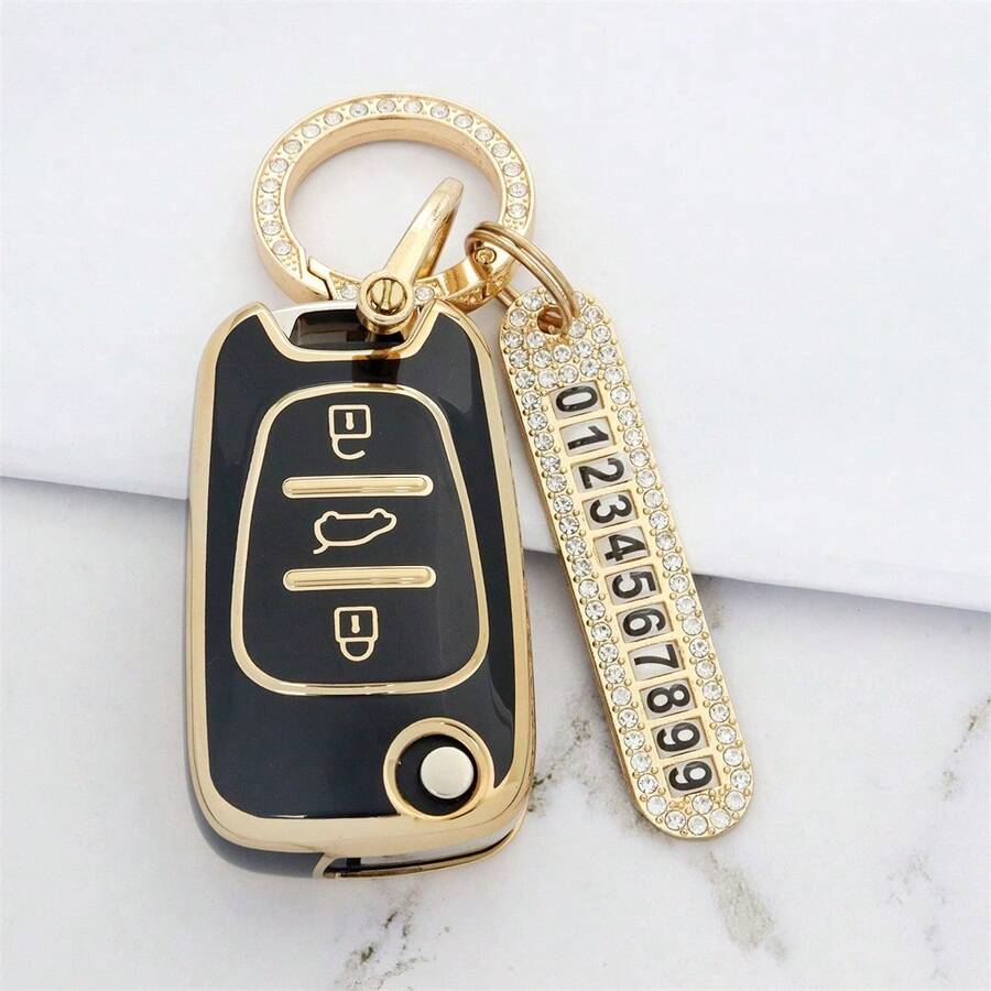 3 键翻盖折叠遥控钥匙包带钥匙扣，汽车遥控钥匙包适用于 I20 适用于 I30 适用于 IX35 适用于 I35 适用于 Accent 适用于 Kia 适用于 Picanto 适用于 Sportage 适用于 K5 精致高端钥匙包适合女孩