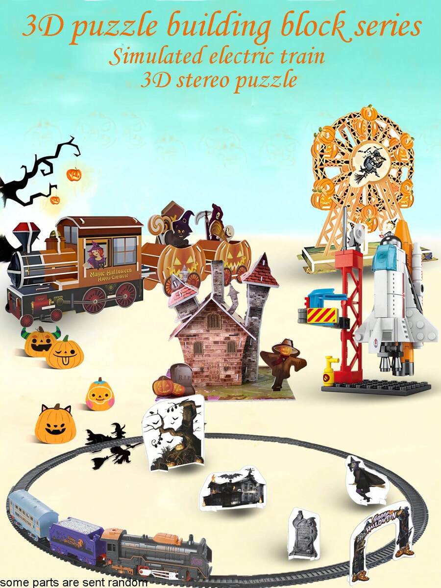 3D Puzzle Toy, Aerospace Shuttle Rocket Spacecraft Assemble DIY Puzzle Model, Miniature City Street Scene, Children Small Particle Building Blocks Toy