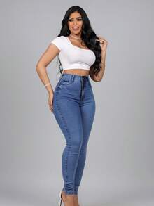 Kit 2 Women's Skinny Jeans, High Waist, Shapes Butt, Premium Line Ref- 596 And 506 - 藍色 - 查看 3