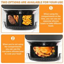 2 jeux de tapis de friteuse à air en silicone pour friteuse à tiroir flexible, accessoires de friteuse à air AF500UK réutilisables, 1x10,4L et 2x5,2L