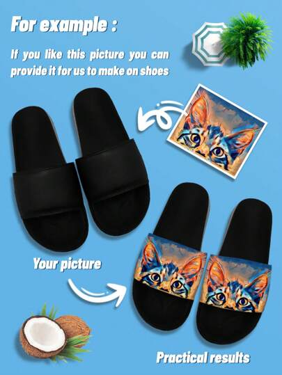 Customized Women's Beach Slippers, 3D Printed Photo Customized Furniture Slippers, Comfortable For Indoor/Outdoor/Beach, Great Gift For Couple, Mother, Father, Fiancee, Family, Friends, Siblings, Christmas