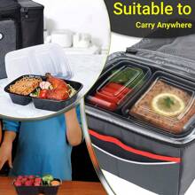 25-Pack Meal Prep Container 2 Compartments With Lid, Food Storage Container, Bento Box, Stackable, Microwave/Dishwasher/Freezer Safe - Black - View 5