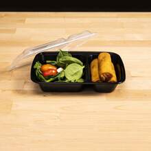 25-Pack Meal Prep Container 2 Compartments With Lid, Food Storage Container, Bento Box, Stackable, Microwave/Dishwasher/Freezer Safe - Black - View 9