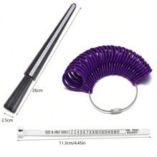 3 件装铝合金戒指尺寸规，塑料尺，用于测量戒指、手链、手指周长，尺寸 1-33 - 多色 - 查看 10