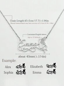 1pc Customized Stainless Steel Necklace With Personalized Name Tag/Pendant, Unique Gifts For Teenagers, Children, Friends, Couples, Anniversary, Mother's Day, Birthday, Graduation, Wedding, Party