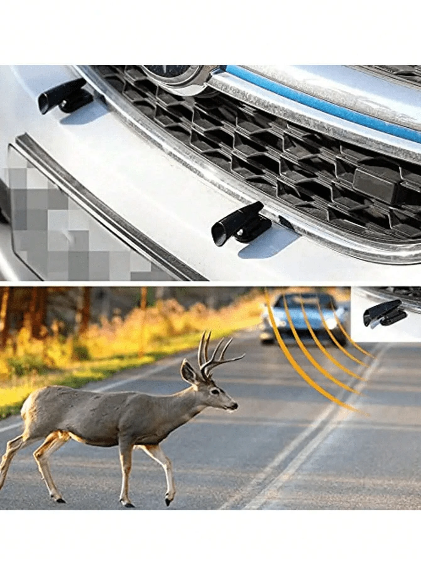 2pcs Ultrasonic Car Deer Call Animal Repeller, Car Safety Grill Mounted
