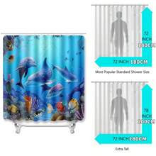 3D Printed Waterproof Bathroom Shower Curtain Heavy Duty Polyester Fabric Bath Curtain Sets Mildew Resistant With 12PCS Hooks Bathroom Accessories 72''x72'', 72''x78'' Home Bathroom Decor Fall Decor Back To School - Multicolor - View 6